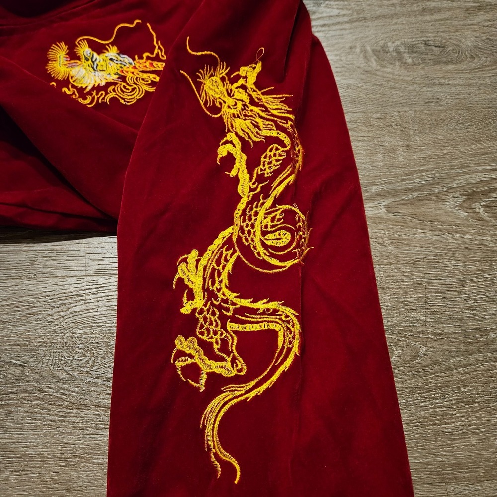 Japanese Sukajan Dragon Embroidered Bomber Jacket Red Men's M Japan Souvenir - Picture 9 of 12